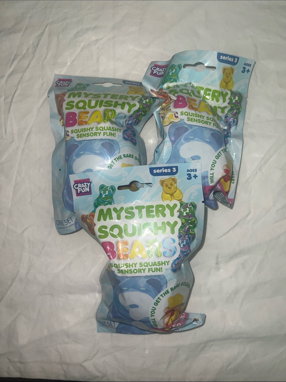 Crazy fun series 3 Mystery Squishy Bears - Blue - Pack of 3